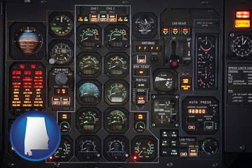 aircraft cockpit instruments - with Alabama icon