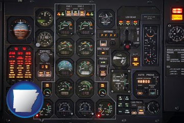 aircraft cockpit instruments - with Arkansas icon