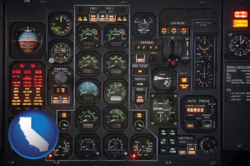 aircraft cockpit instruments - with California icon