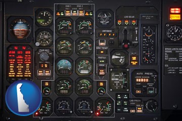 aircraft cockpit instruments - with Delaware icon