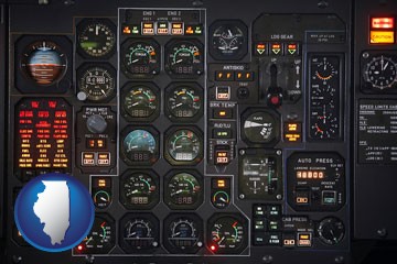 aircraft cockpit instruments - with Illinois icon