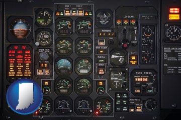 aircraft cockpit instruments - with Indiana icon