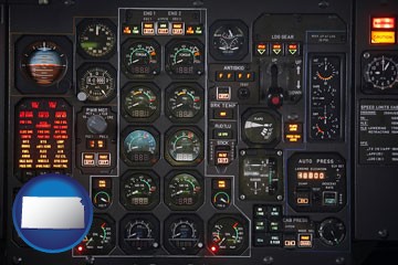 aircraft cockpit instruments - with Kansas icon