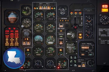 aircraft cockpit instruments - with Louisiana icon