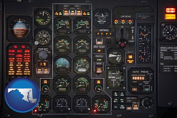 aircraft cockpit instruments - with Maryland icon