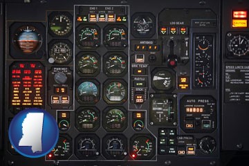 aircraft cockpit instruments - with Mississippi icon