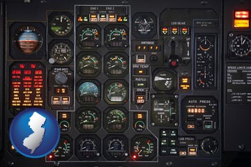 aircraft cockpit instruments - with New Jersey icon