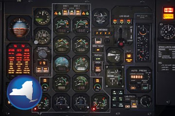 aircraft cockpit instruments - with New York icon