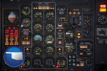 aircraft cockpit instruments - with Oklahoma icon