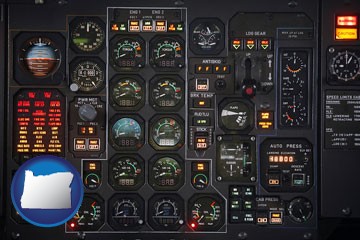 aircraft cockpit instruments - with Oregon icon