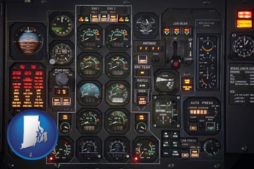 aircraft cockpit instruments - with Rhode Island icon