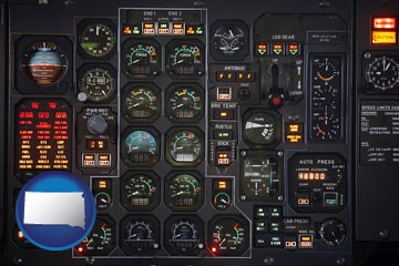 aircraft cockpit instruments - with South Dakota icon
