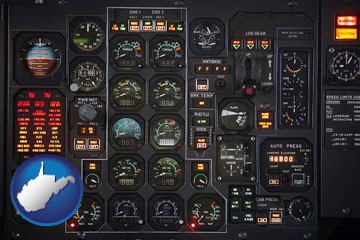 aircraft cockpit instruments - with West Virginia icon